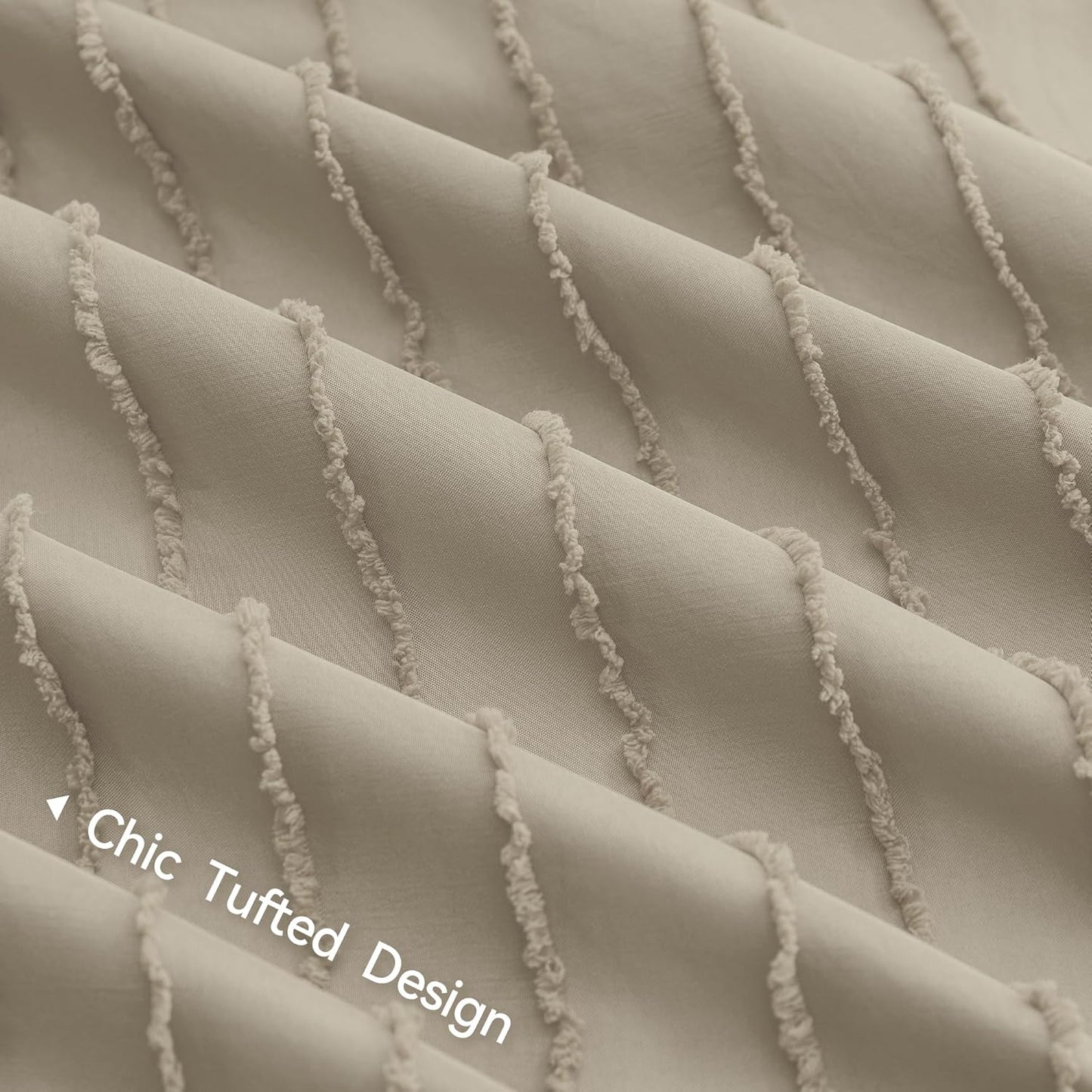 JELLYMONI Duvet Cover Full Size Khaki - 3PCS Boho Striped Duvet Cover Set Polyester Tufted Bohemian Textured Comforter Cover 80×90in with Corner Ties & Zipper and 2 Pillowcases