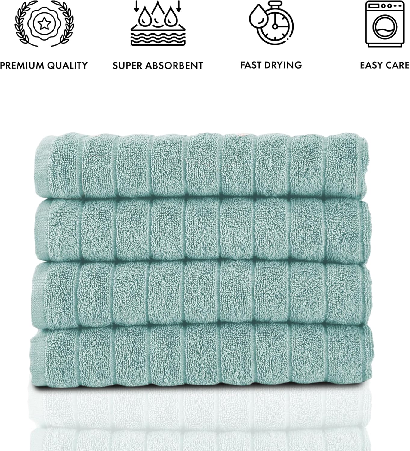 Classic Turkish Towels CTT Luxury Hand Towels for Bathroom Set of 4, 100% Turkish Cotton, Quick Dry & Comfy Towels for Hotel & Spa, Highly Absorbent | 20"x32" (Spa Green)