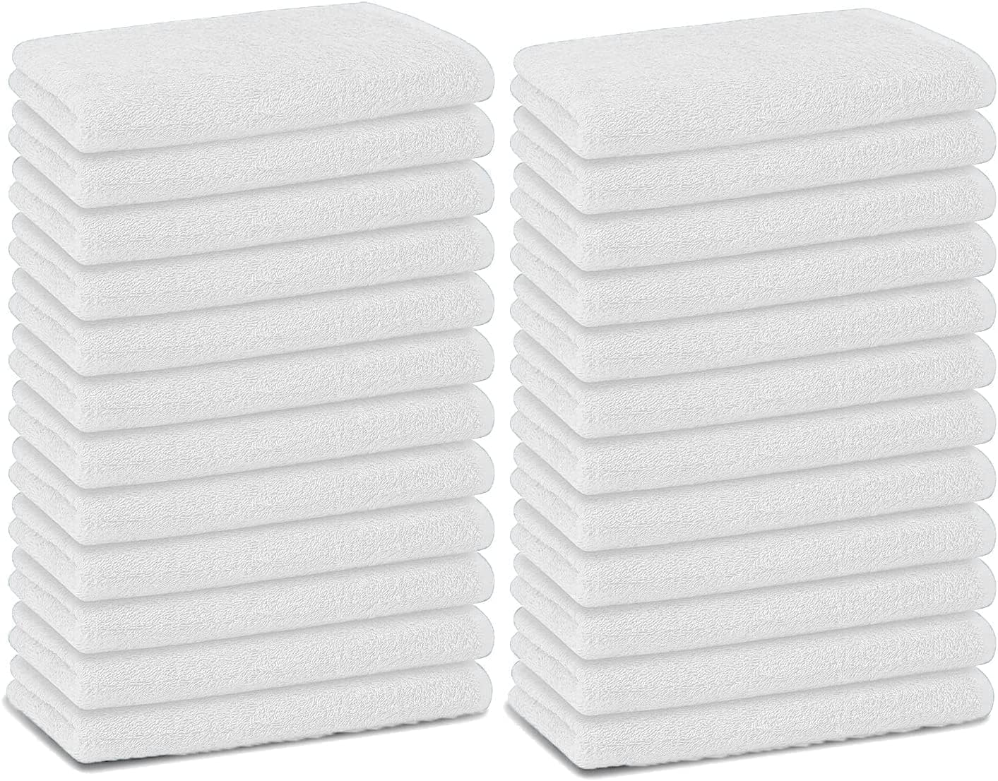 Basic Hand Towels 16x26 Inches – Bulck Pack of 24 – White Color – Soft and Absorbent Multipurpose Cotton Towels for Bathroom, Spa, Gym, Salon, Hotel, and Everyday Use