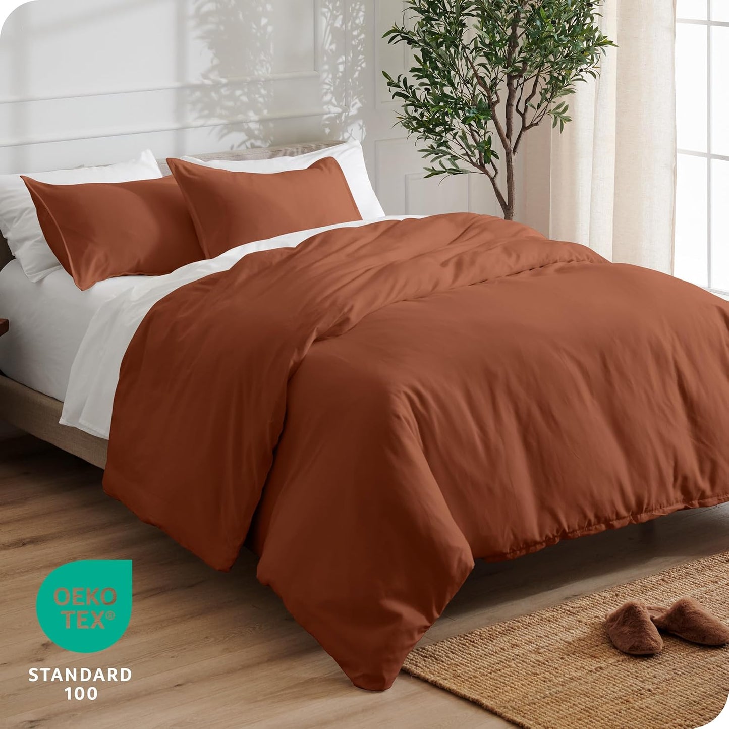 Bare Home Bedding Duvet Cover King Size - Premium 1800 Super Soft Collection - Lightweight, Cooling - Soft Breathable Bedding Duvet Cover (King, Terracotta)
