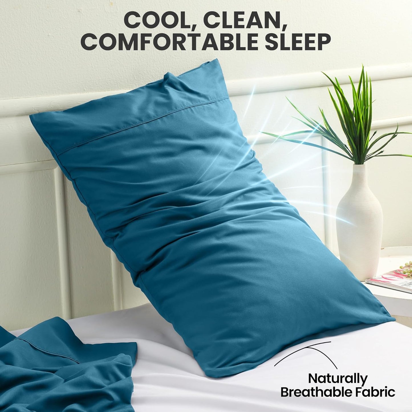 Pillow Covers by Utopia Bedding - Queen Size 2-Pack – Soft Brushed Microfiber – Perfect for Hospitals, Hotels, Guest Rooms – Oeko-TEX Certified, 20x30 Inches (Denim Blue)