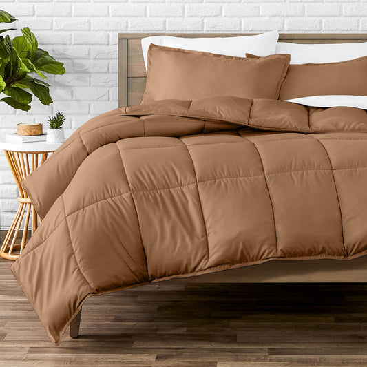 Bare Home Comforter Set - Full Size - Ultra-Soft - Goose Down Alternative - Premium 1800 Series - All Season Warmth (Full, Caramel)