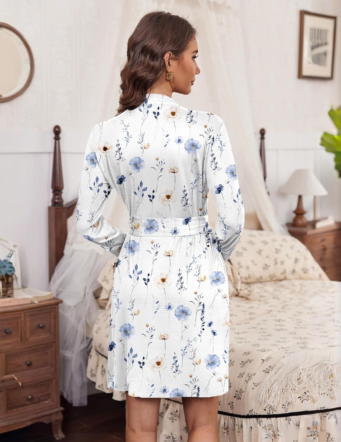 HOTOUCH Womens Robe Lightweight Short Knit Bathrobe Soft Ladies Sleepwear with Pockets