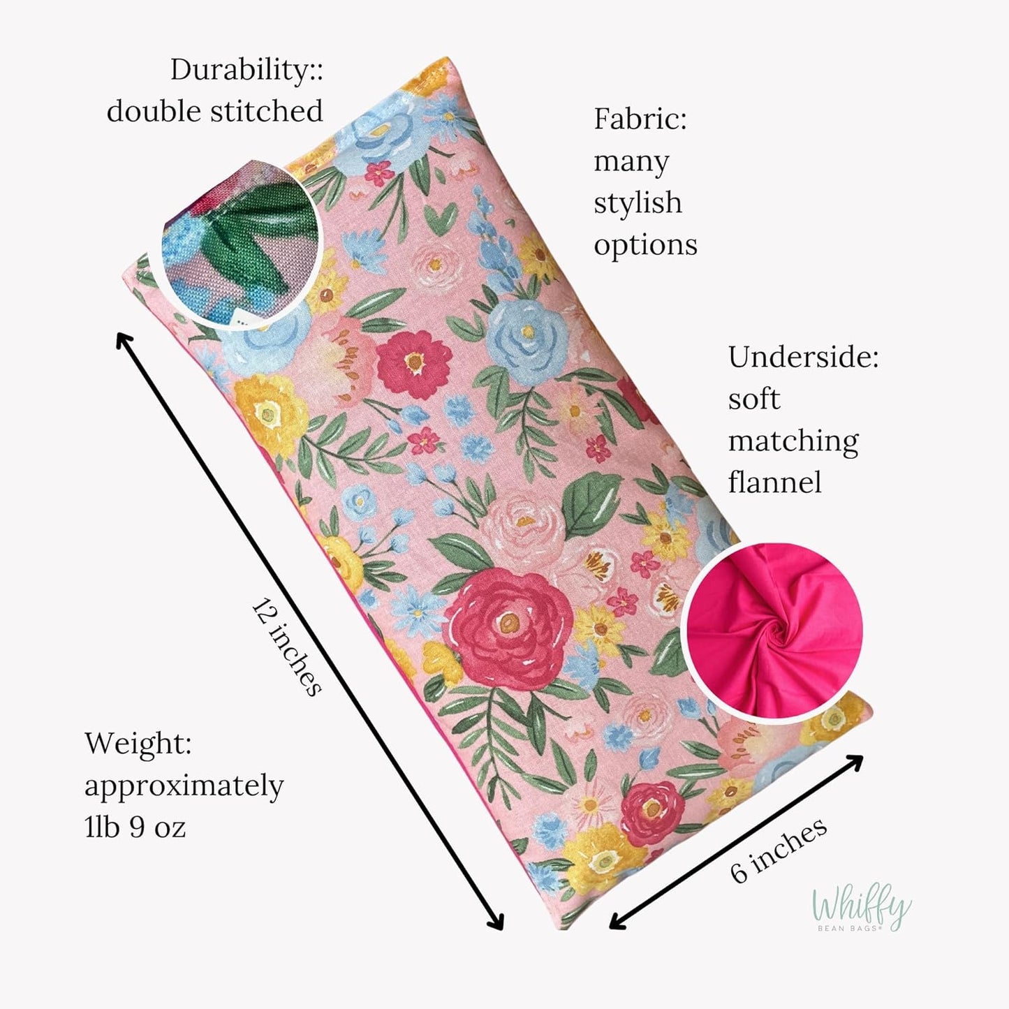 Microwave Heating Pad Flax Seed, Scented Unscented, Good for Back Pain Cramps, Moist Heat Therapy Ice Pack, Microwavable Bean Bag, 6" x 12" (Green Floral, Lavender & Peppermint)