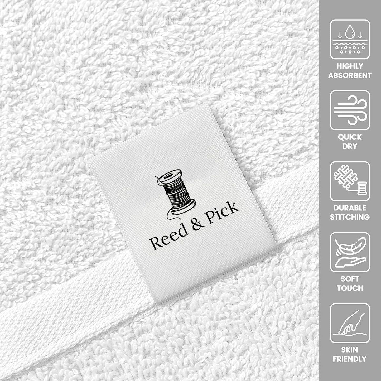 Reed&Pick 24 Pack White Hand Towels 100% Cotton Spa Towels 16x26 inches Highly Absorbable Facial, Gym, Hair and Face Towels in Bulk
