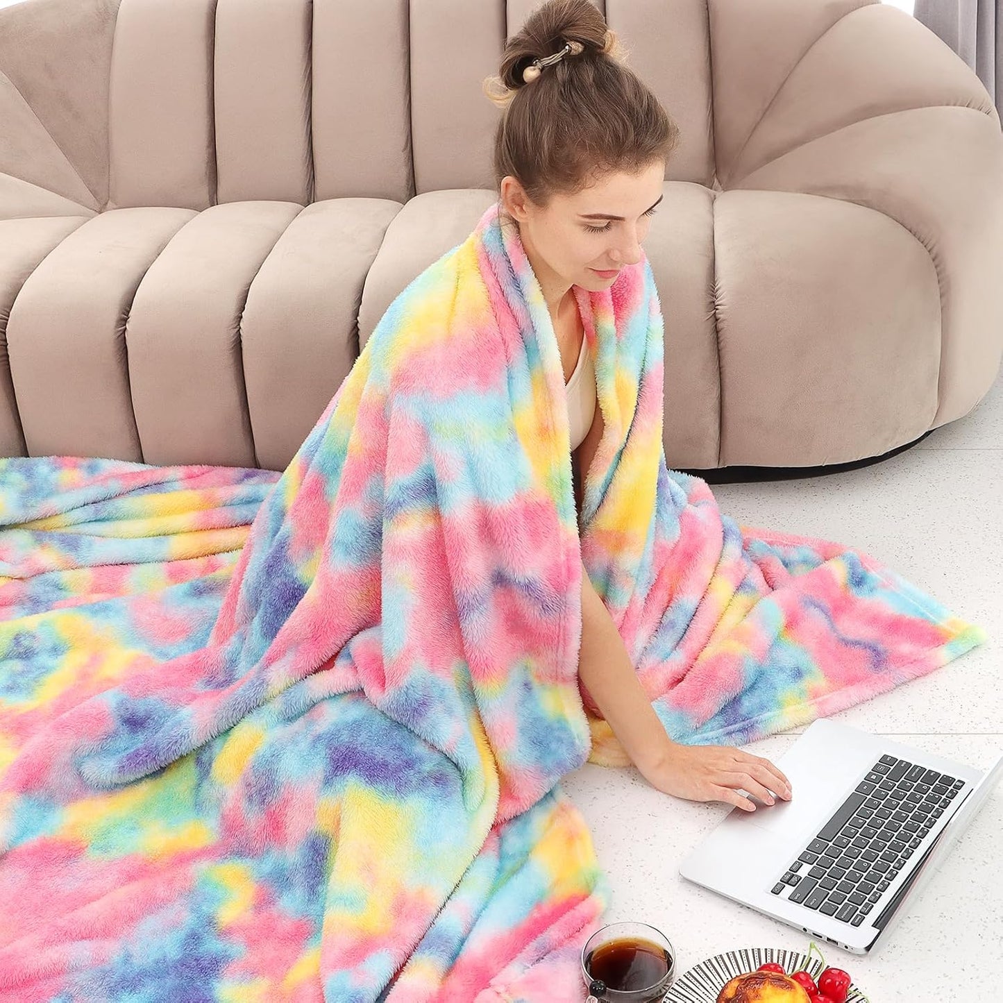 Fleece Throw Blanket Cozy Soft Lightweight Throw Blankets Warm Plush Colorfull fall blankets and throws Couch Sofa Bed Camping Travel Picnic Outdoor Blanket Bedding Kid Baby Boys Girls Adults 60x80 in