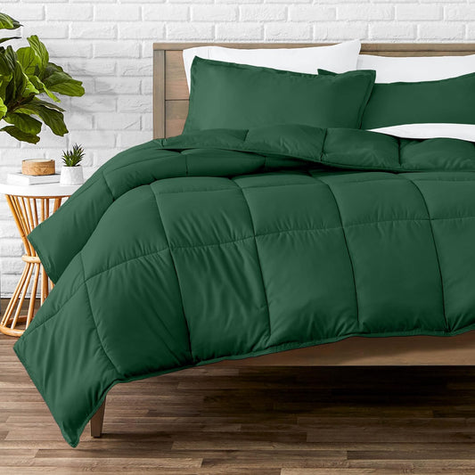 Bare Home Comforter Set - Full Size - Ultra-Soft - Goose Down Alternative - Premium 1800 Series - All Season Warmth (Full, Forest Green)