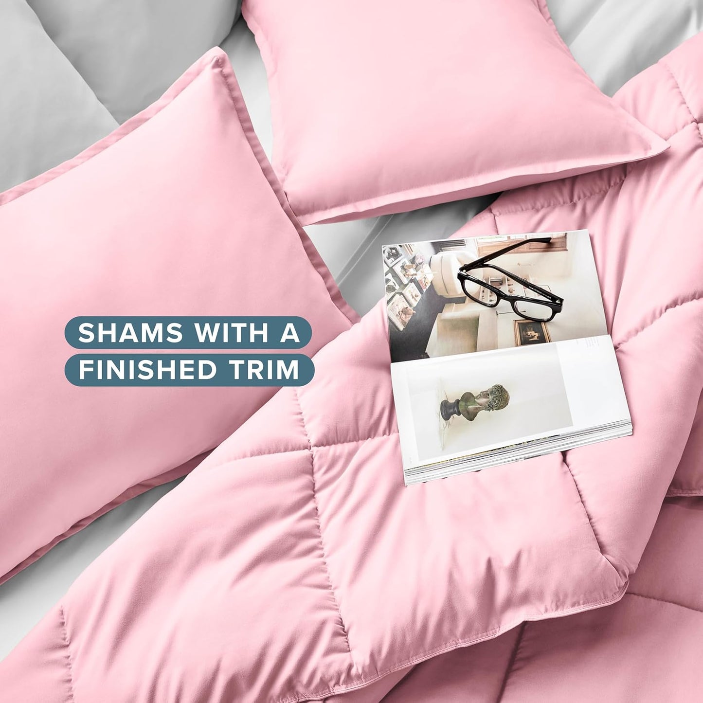 Bare Home Comforter Set - Twin/Twin Extra Long Size - Ultra-Soft - Goose Down Alternative - Premium 1800 Series - All Season Warmth (Twin/Twin XL, Light Pink)