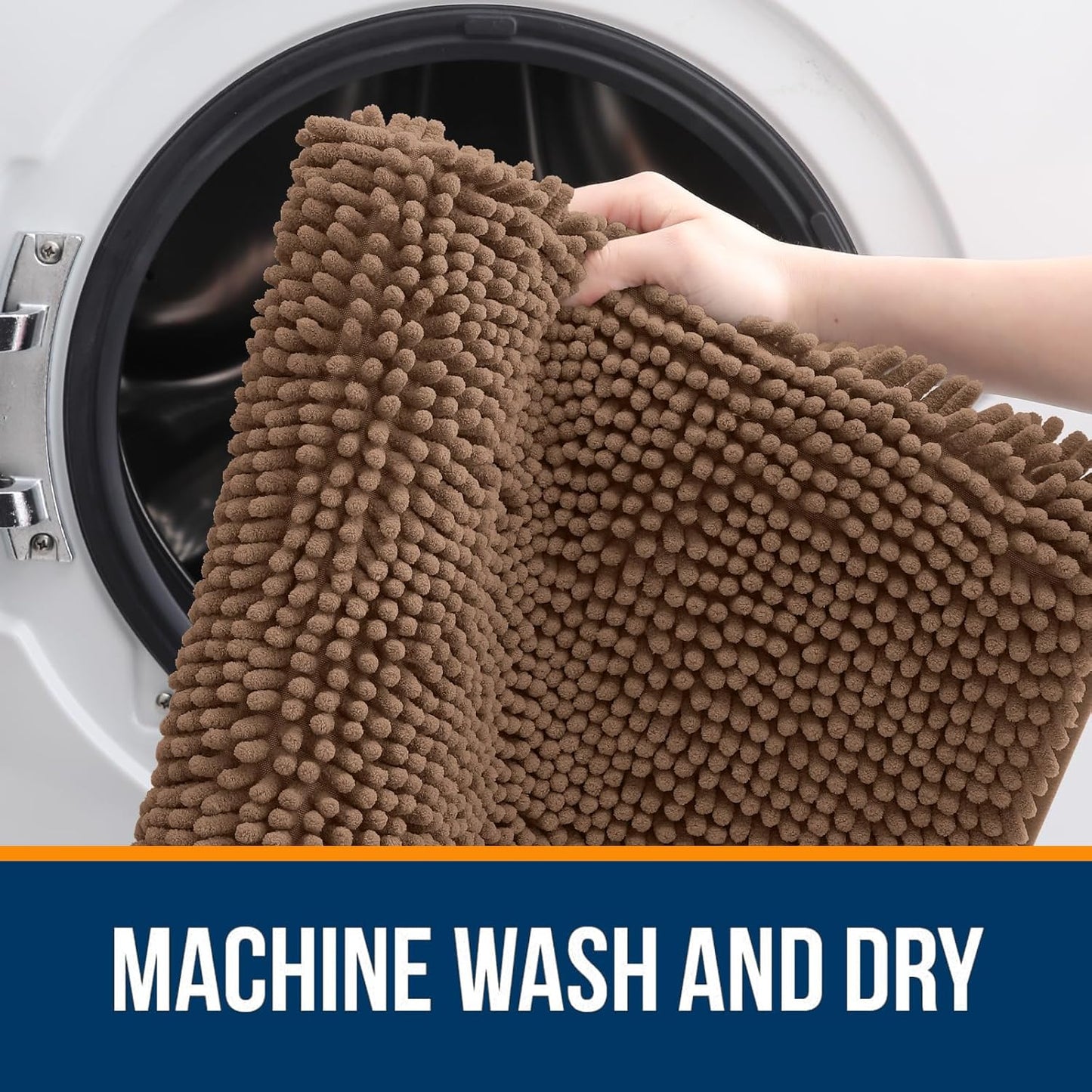 OLANLY Bathroom Rugs 36x24, Extra Soft Absorbent Chenille Bath Rugs, Rubber Backing Quick Dry, Machine Washable Bath Mats for Bathroom Floor, Tub and Shower, Home Decor Accessories, Mocha