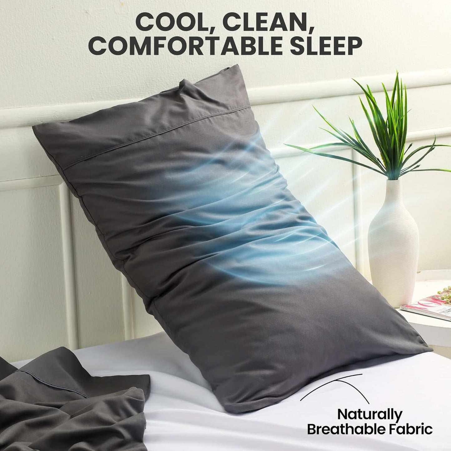 Pillow Covers by Utopia Bedding - King Size 2-Pack – Soft Brushed Microfiber – Perfect for Hospitals, Hotels, Guest Rooms – Oeko-TEX Certified, 20x40 Inches (Grey)