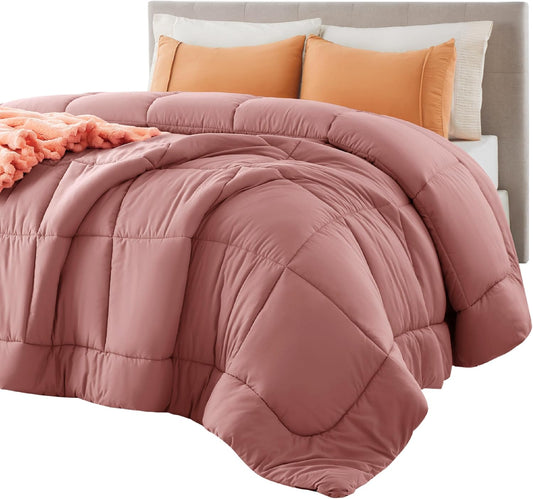 Bedsure Comforter Duvet Insert - Quilted Comforters Oversized King Size, All Season Duvet, GentleSoft Down Alternative Bedding, with 8 Tabs, Gifts for Women, Dusty Pink, Oversized King 116x98 Inches