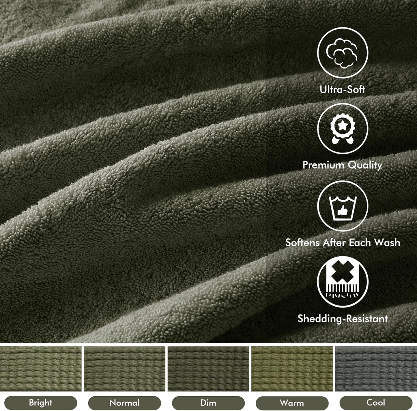 Madison Park 800GSM Bathroom Towel Set of 8 100% Cotton Bath Towel Set for Bathroom Luxurious Highly Absorbent 2 Bath Towels 2 Hand Towels 4 Washcloths Quick Dry Spa Quality Olive Green