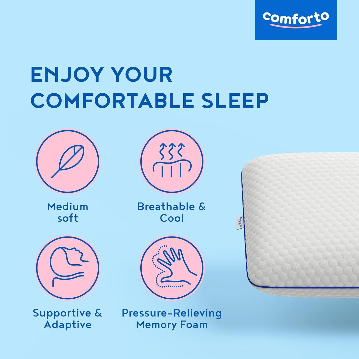 Cooling Memory Foam Cervical Neck Pillow – Contour Orthopedic Pillow for Neck and Shoulder Pain – Ergonomic Cooling Pillow for Sleeping