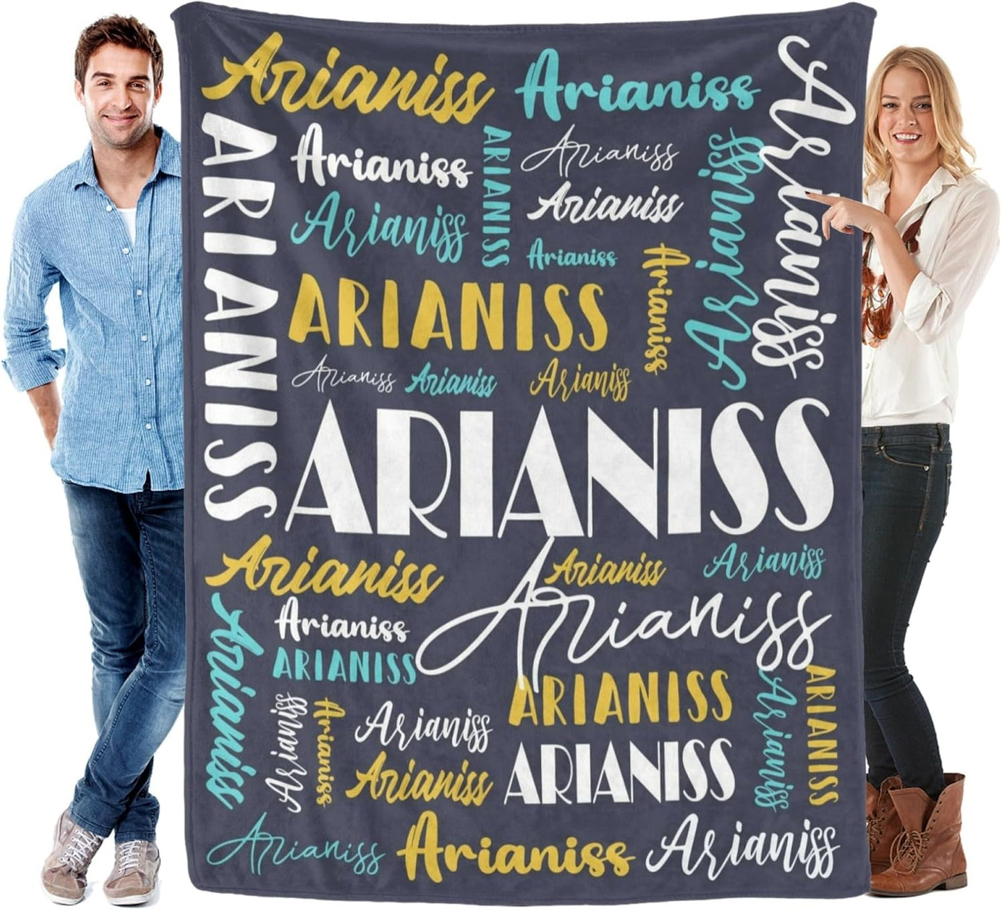 Name Blanket Personalized Blanket for Adult Kids Flannel Customize Throw Blanket Custom (Color 09, 40 x 50 Inches)