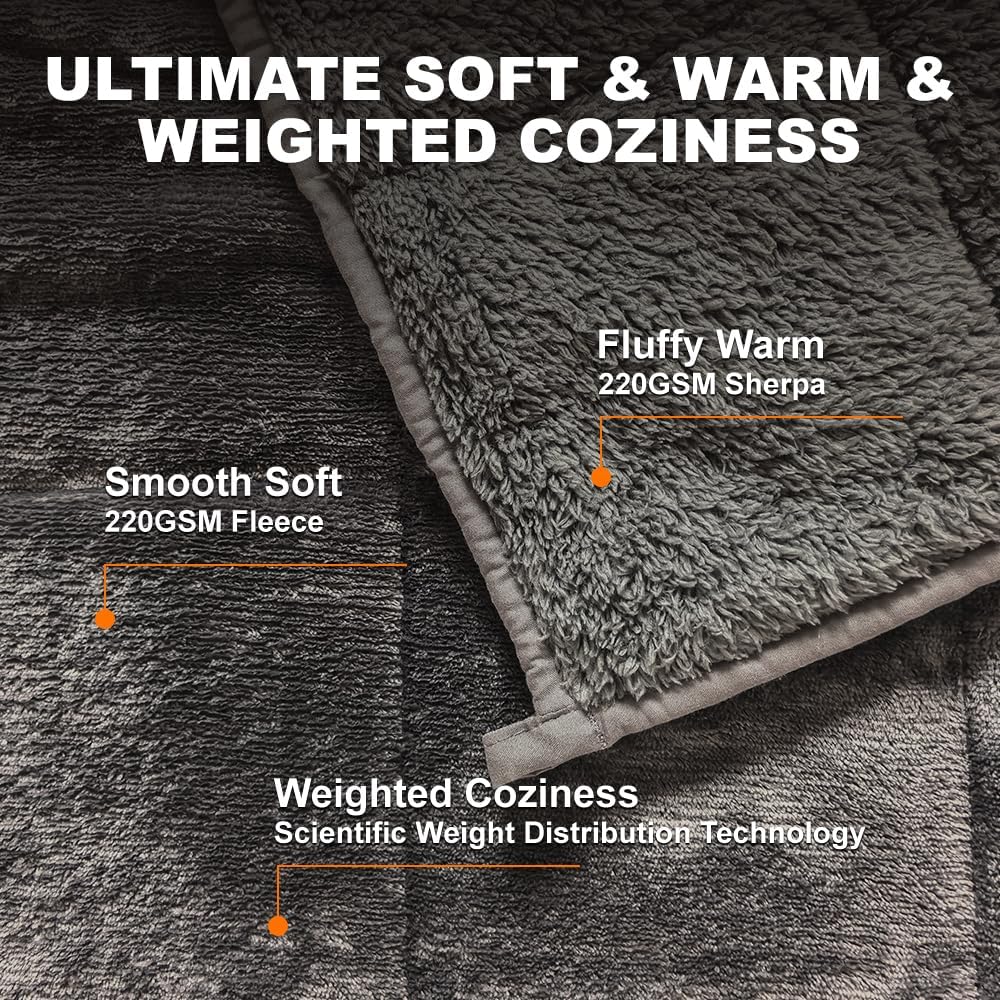 Throw Sherpa Weighted Blanket 15 lbs - 80"x87" for Adults, Fleece Fluffy Fuzzy Cozy Plush Washable Heavy Blanket, Super Soft Warm for King Queen Full Size Bed in Winter