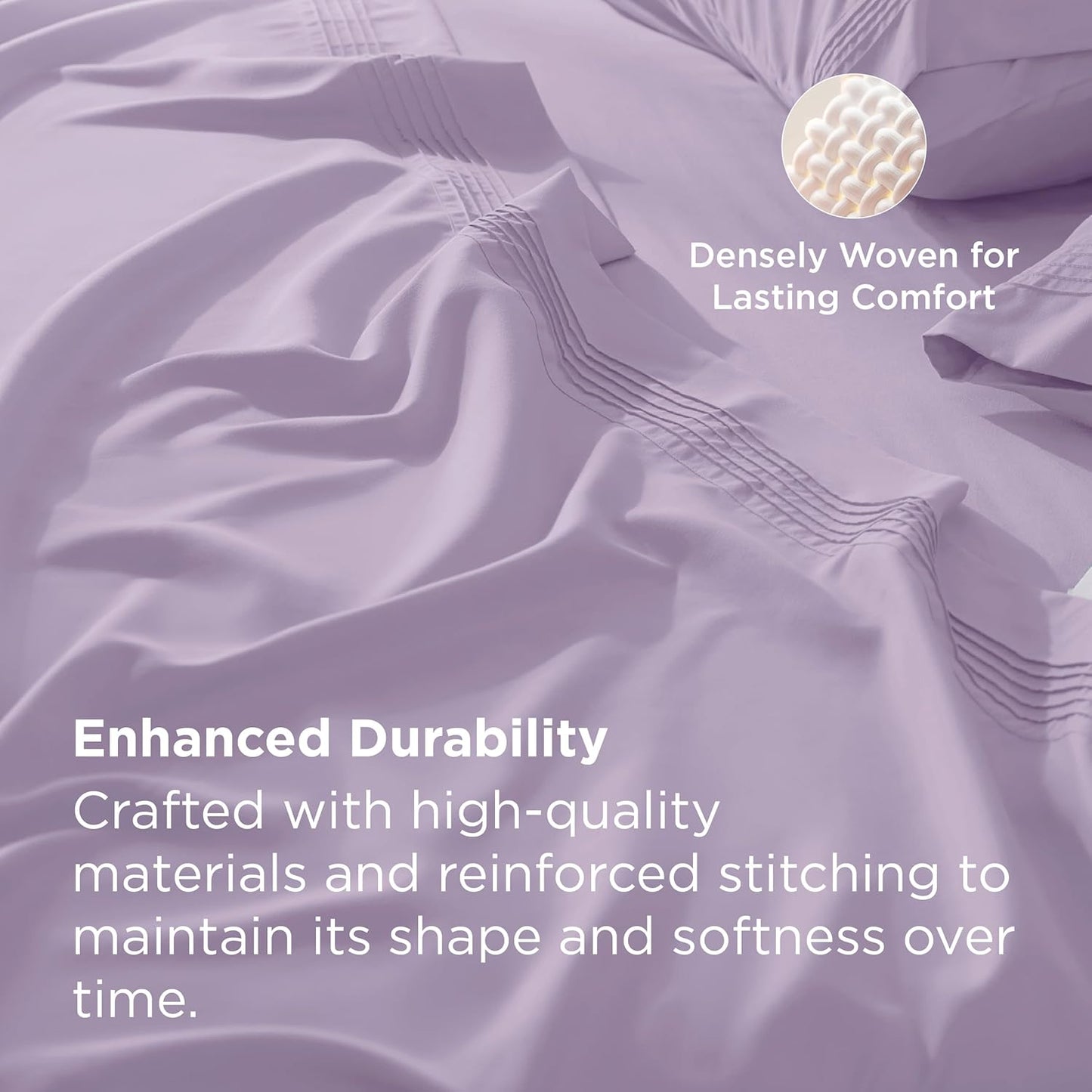 Bedsure Deep Pocket Queen Sheets Set - Fits Mattresses Up to 21 Inches Thick - 4 Piece GentleSoft Bed Sheets, Moisture Wicking, Soft & Cooling Bedsheet & Pillowcases, Easy & Secure Fit, Light Purple