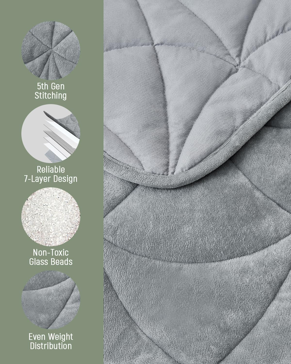 Weighted Lap Blanket 5 lbs for Adults, Luxury Soft Small Weighted Blanket, Compact Portable Weighted Lap Pad for Relaxation, Sleeping, Travel, All-Season Use, Light Grey, 30" x 40"
