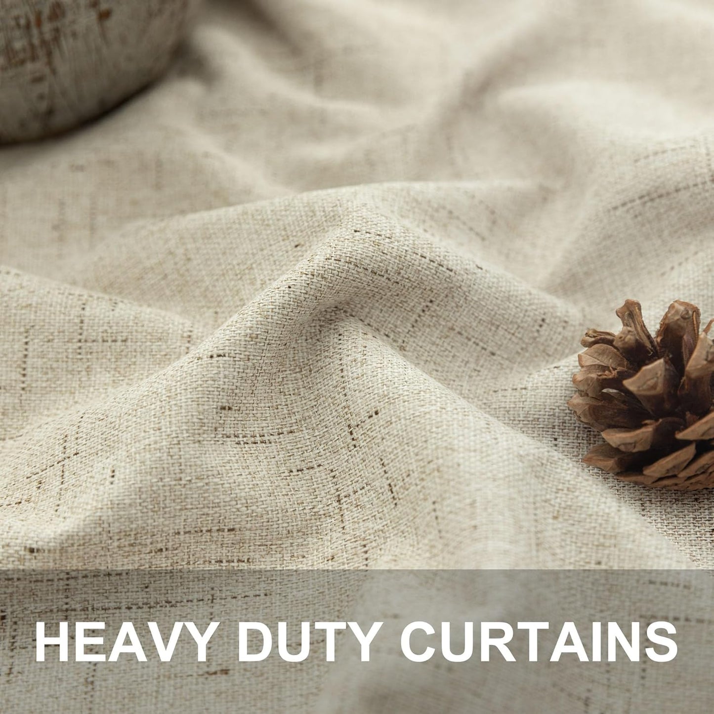 98 Inch Curtains Blackout Linen Country Cottage Core Thick Textured Lightweight Window Drapes for Guest Bedroom Living Room Darkening Thermal Winter Curtain Keep Cold Out 98 Inch Length 2 Panels Beige