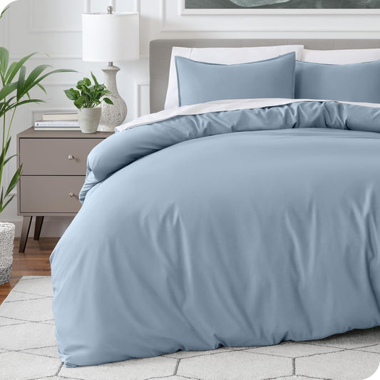 Bare Home Bedding Duvet Cover California King Size - Premium 1800 Super Soft Collection - Lightweight, Cooling - Soft Breathable Bedding Duvet Cover (Cal King, Dusty Blue)