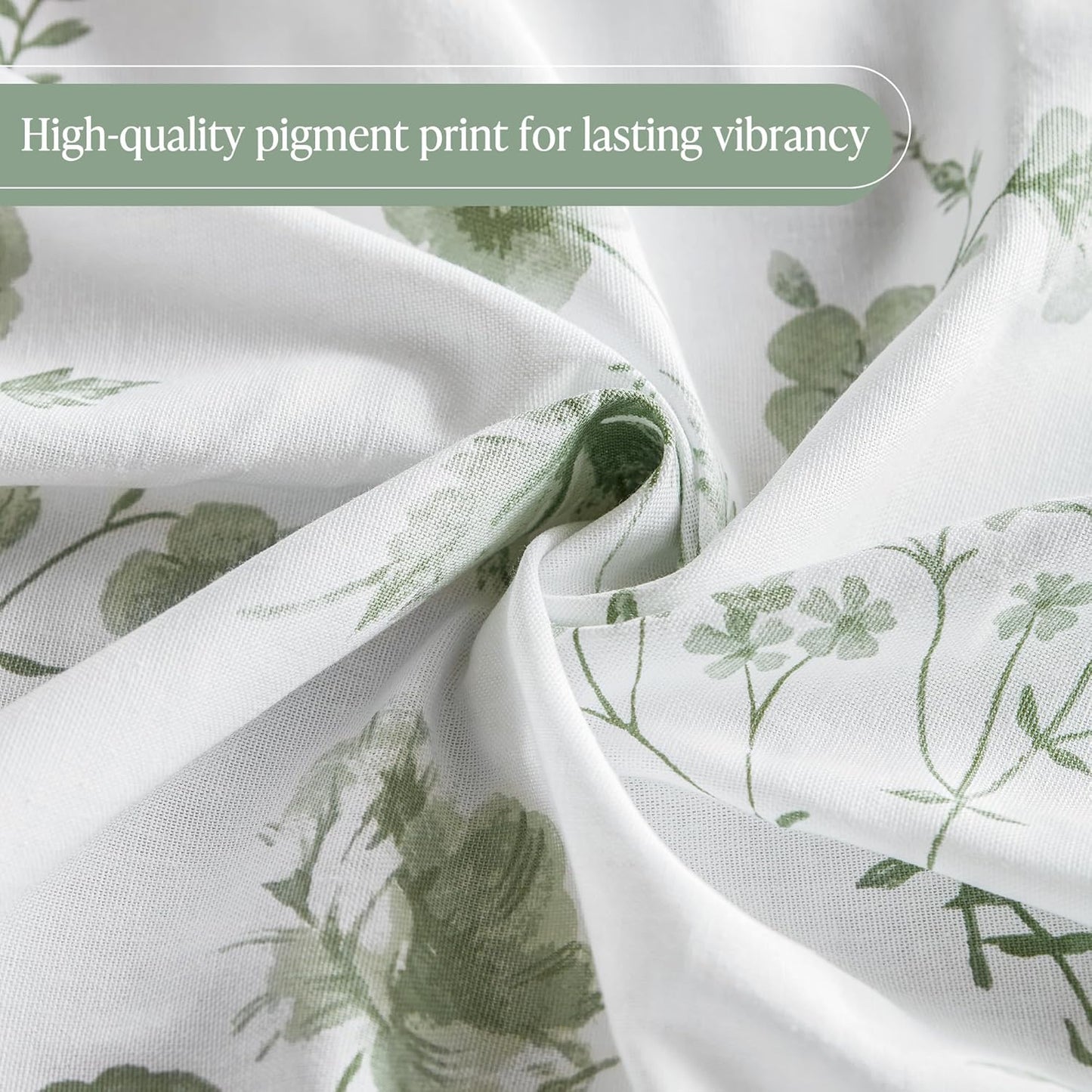 Martha Stewart Martha's Garden Shower Curtain Botanical Floral Print Cotton Shower Curtain for Bathroom, Spa Quality Modern Shower Curtains Standard Size, 72x72 Sage Green