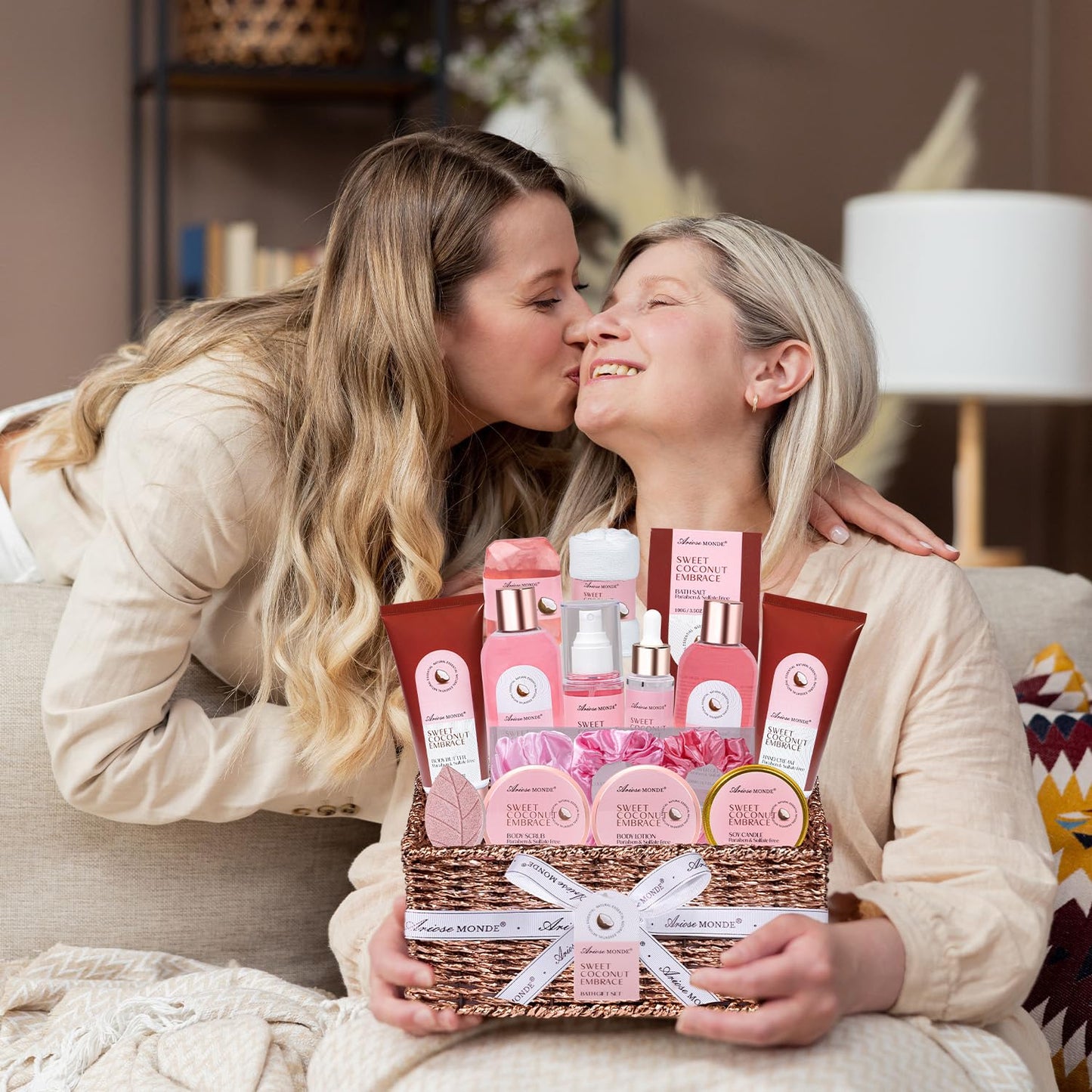 Gift Baskets for Women, Spa Gifts for Women - 17pcs Coconut Spa Gift Set with Body Lotion, Bubble Bath, Relaxing Bath Set, Birthday Christmas Gifts for Her