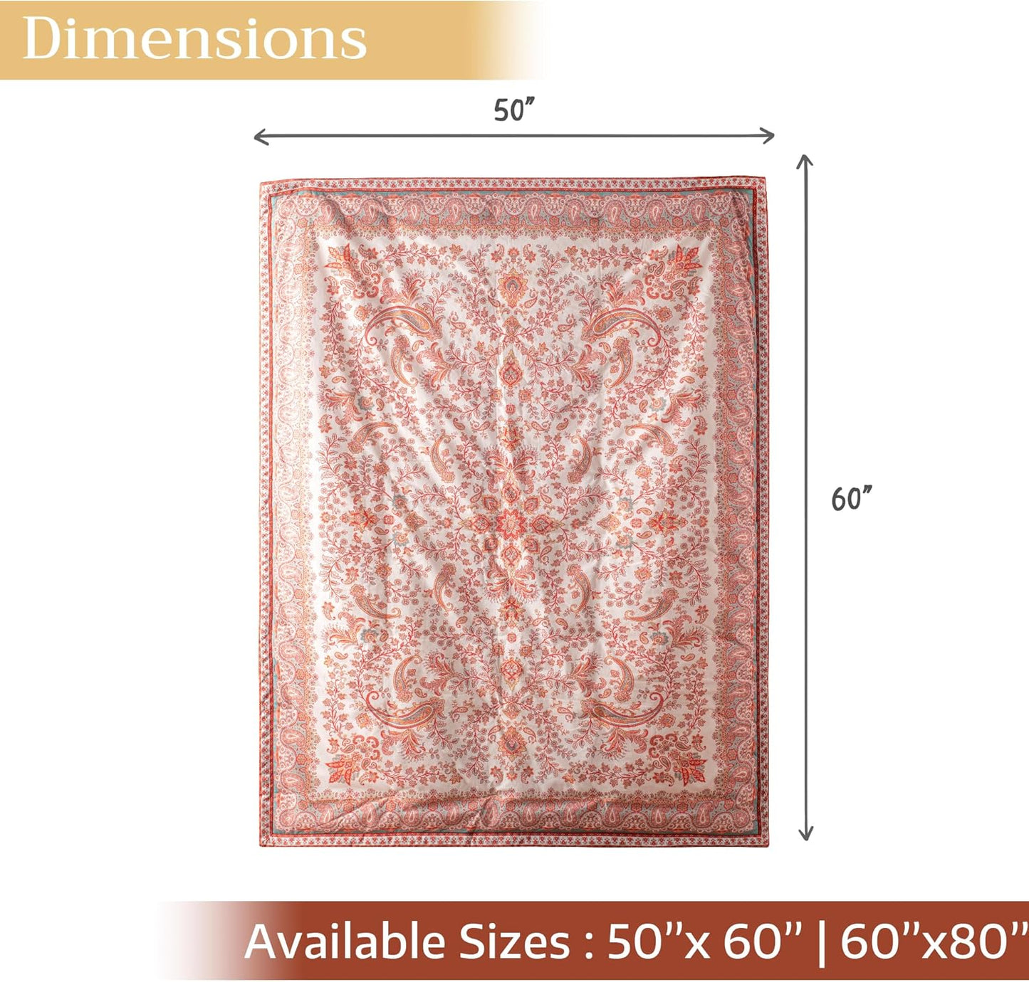 Maison d' Hermine Throw Blanket for Couch Lightweight Soft Warm Breathable Cotton Throw Blankets for Bed Girls Boys Women Men Gifts Sofa Travel Living Room Chair Bedding (60"x80", Cachemire)