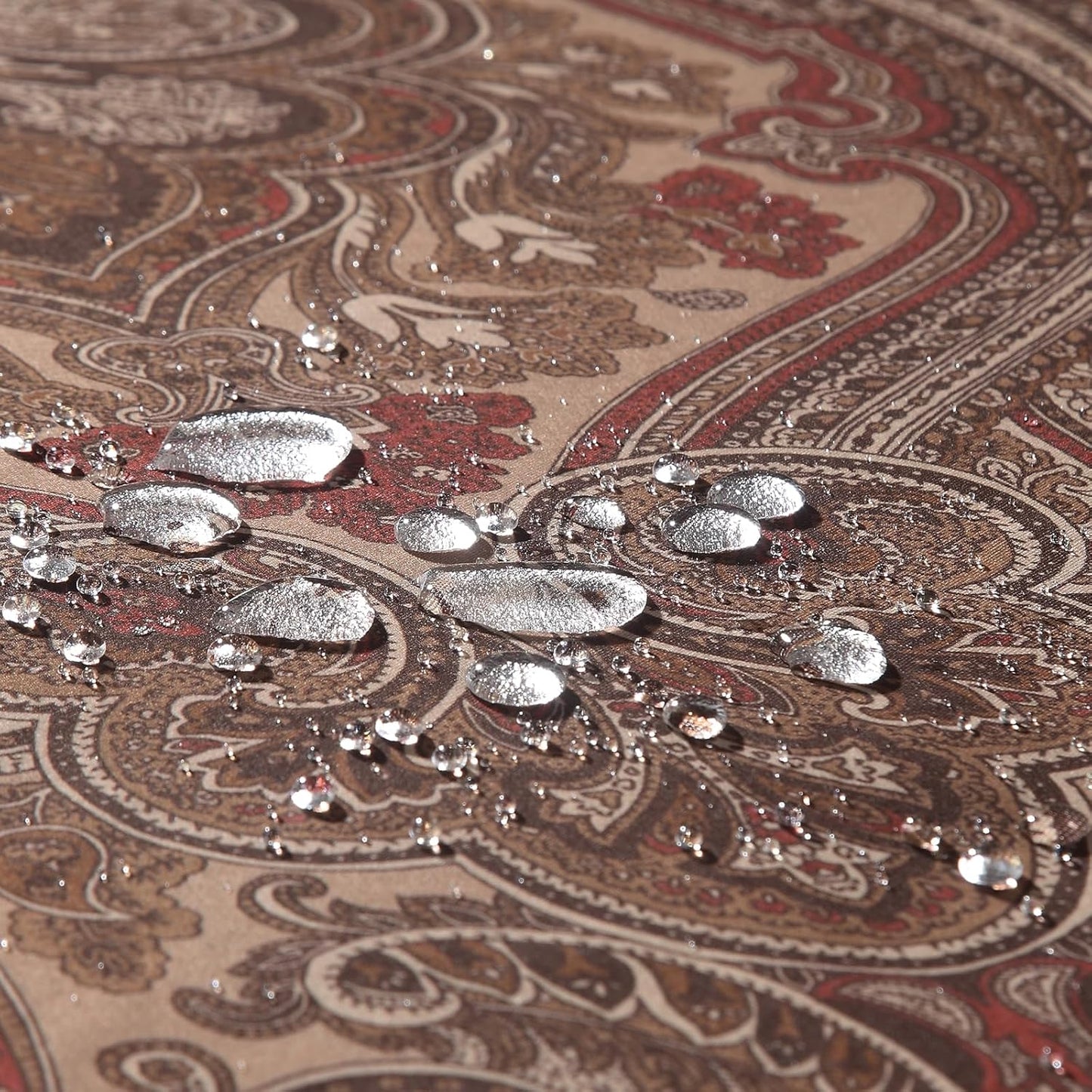 90 Inch Fabric Shower Curtain, Extra Long Reddish Brown Damask Paisley Print Shower Curtains for Bathroom, 72" W x 90" H