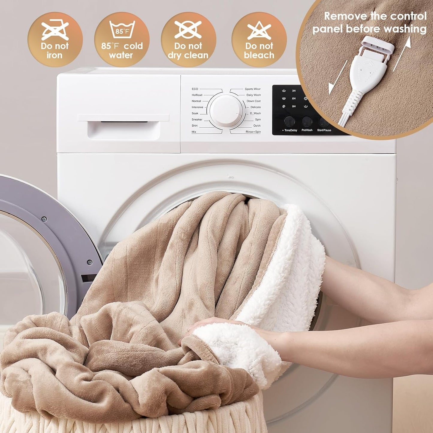 EHEYCIGA Heated Blanket - Full Size, 9 Heating Levels, Auto Off, Soft Cozy Sherpa, 72 x 84 Inches