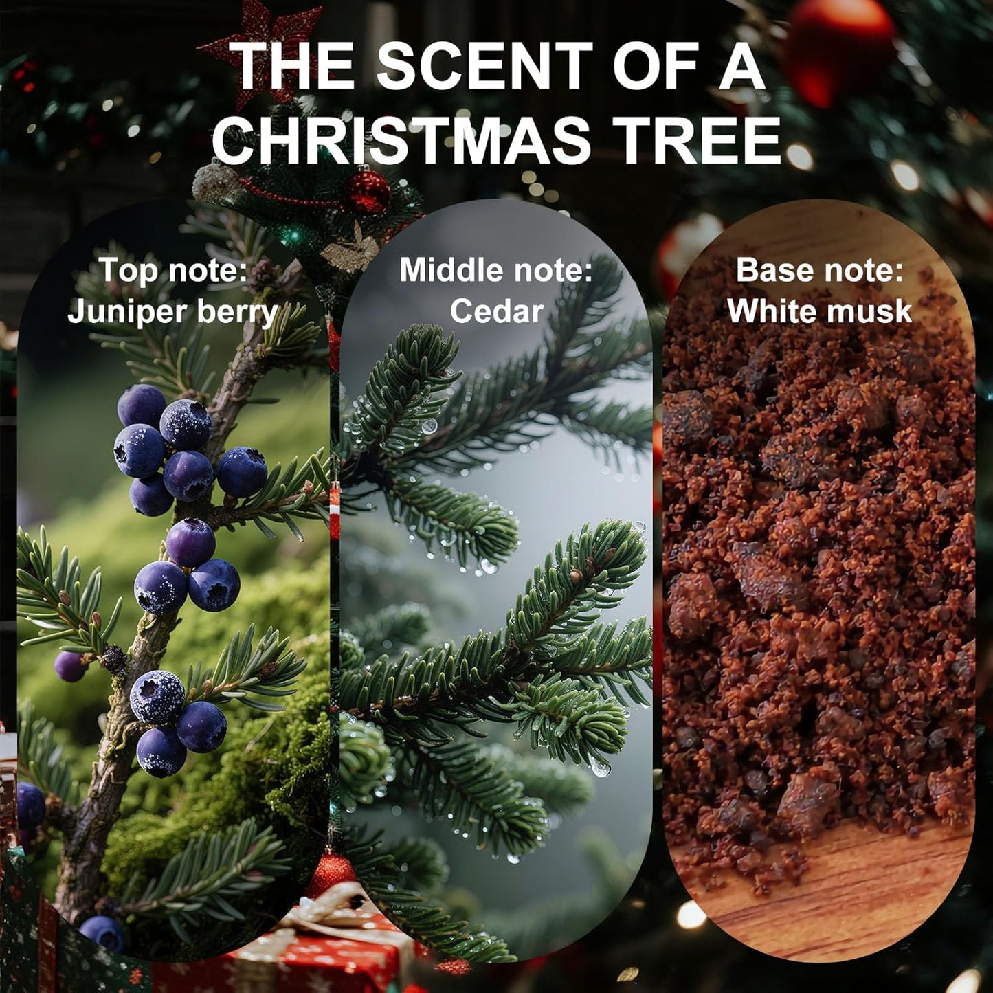 Flower Reed Diffusers Set, 7.10 oz Christmas Cedar Scented Diffuser with 7 Sticks, Long Lasting Home Fragrance for 120 Days, Perfect for Bathroom, Shelf Decor, Air Fresheners