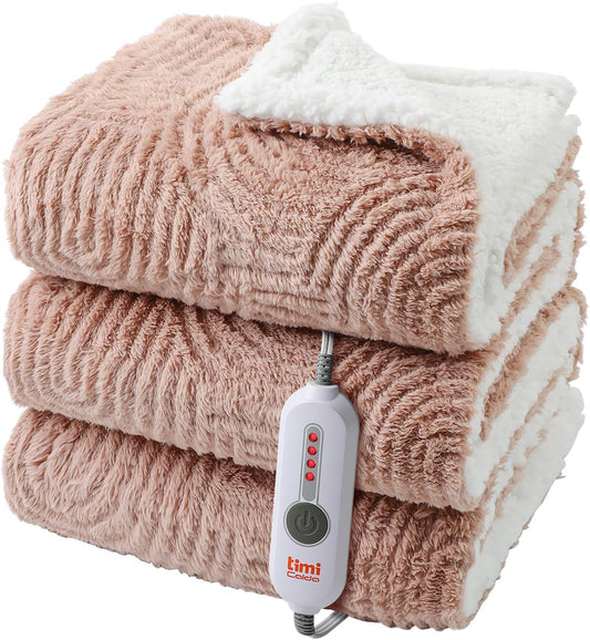 Heated Blanket Full Size - 72"x84" Cozy Soft Jacquard Heating Blanket with 4 Heat Levels & 10 Hours Auto-Off, Jacquard Fleece, Overheating Protection, Warm Gifts, Brown