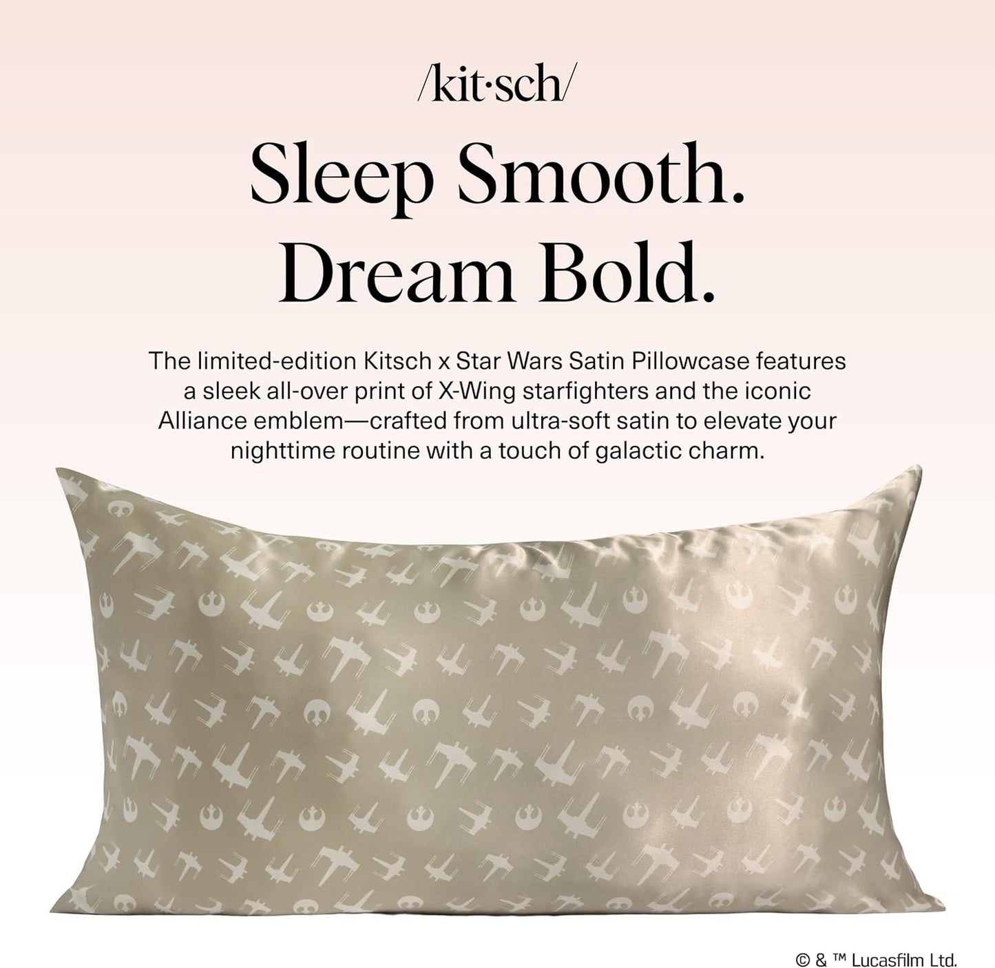 Kitsch x Star Wars Rebel Alliance Satin Pillowcase | Satin Pillowcase with Zipper, Better Than Silk Pillowcase | Frizz-Reducing Pillow Case for Hair & Skin Care, Cooling & Breathable - King