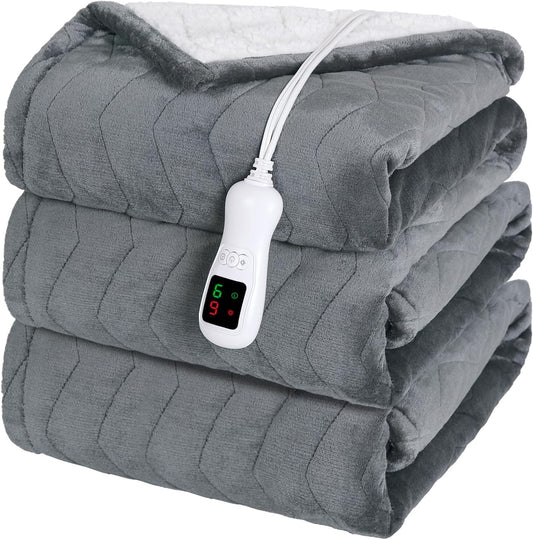 Electric Heated Blanket Full Size, Washable Blanket Warmer for Home for Adults, Fast Heating, Super Cozy Soft Flannel 72" x 84", 9 Heat Levels, 1-9H Auto-Off, ETL Certified, Dark Gray