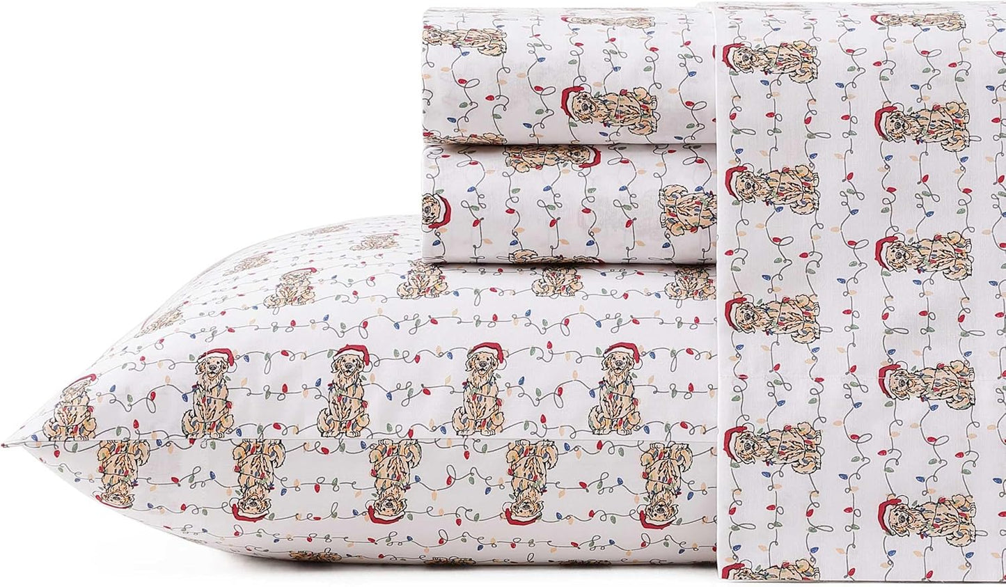 Tommy Bahama - King Size Sheet Set, Crisp & Cool Cotton Percale Bedding with a Smooth Lightweight Feel, 4 Piece Holiday Bed Sheets with Matching Pillowcases (Wrapped Up Red)