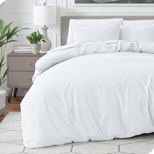 Bare Home Bedding Duvet Cover Full Size - Premium 1800 Super Soft Collection - Lightweight, Cooling Duvet Cover - Soft Breathable Bedding (Full, White)