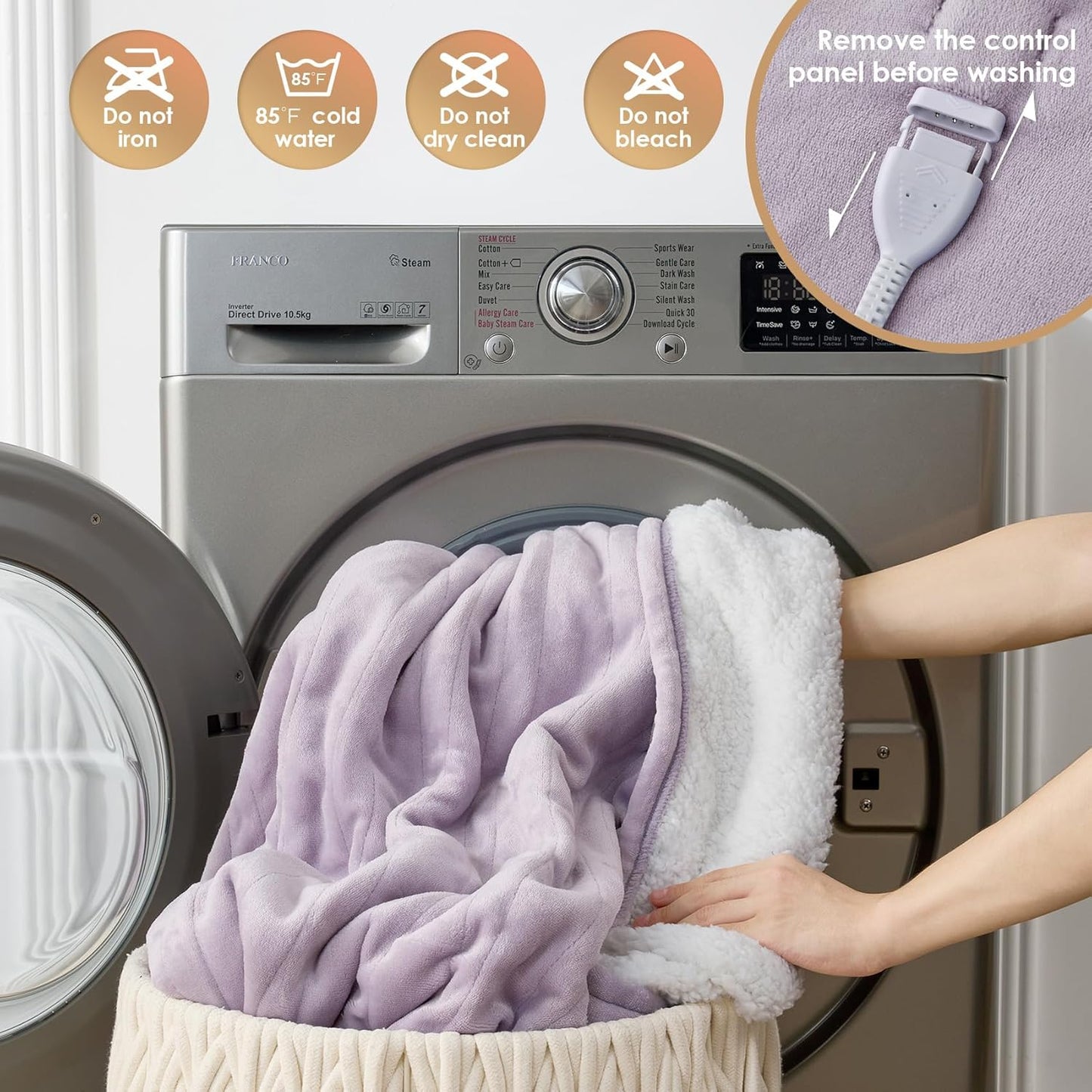 EHEYCIGA Heated Blanket Electric Blanket Full Size - Heating Blanket with 9 Heating Levels & 10 Hours Auto Off, Soft Cozy Sherpa Washable Blanket with Fast Heating, 72 x 84 Inches