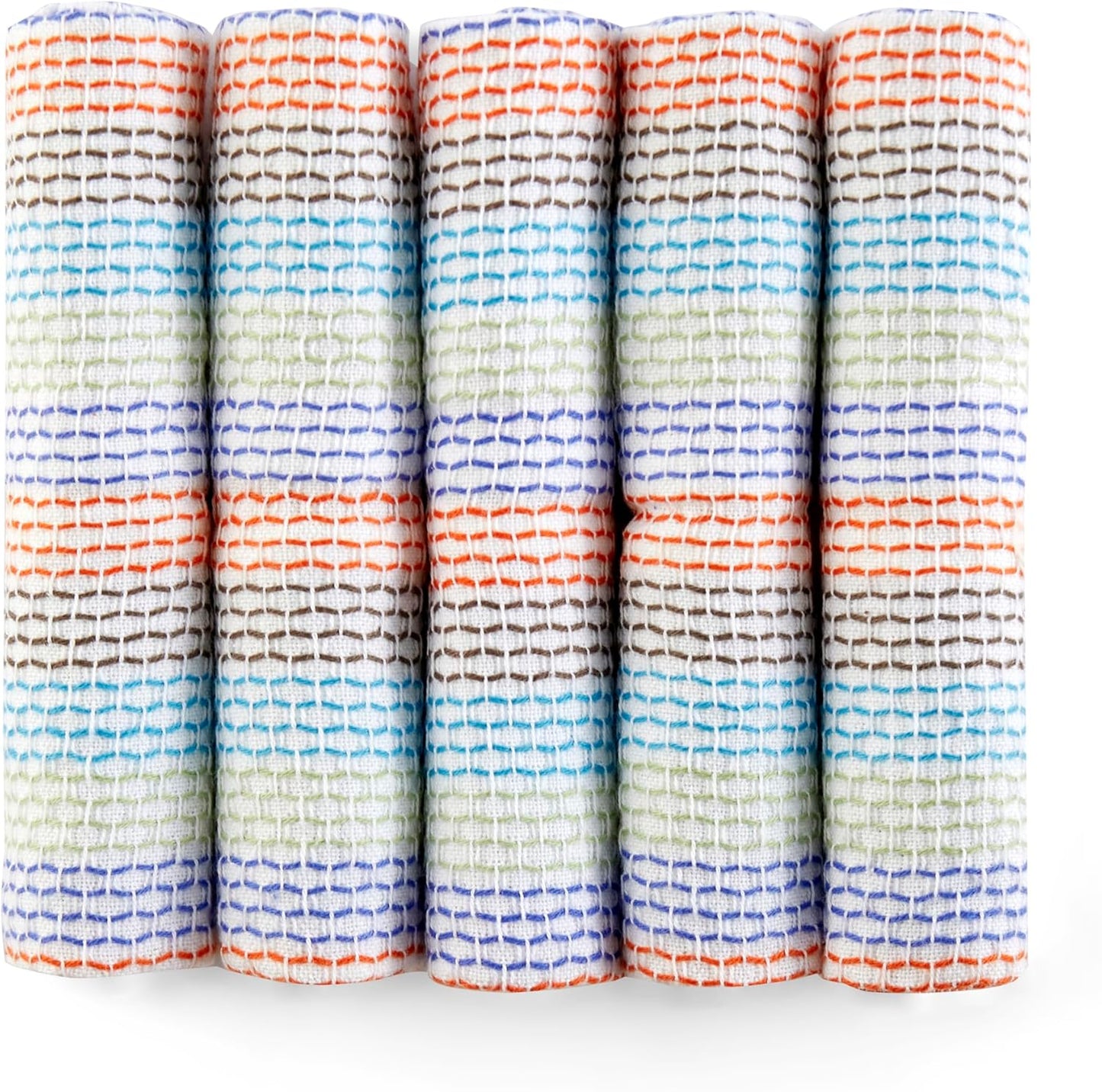 Full Circle Tidy 100% Organic Cotton Dish Cloths, Set of 5, Multicolored