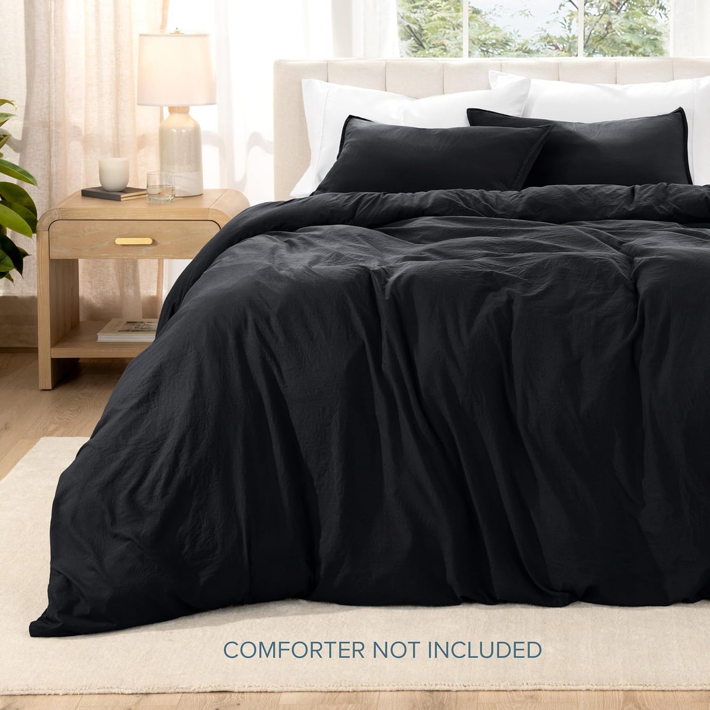 Bare Home Microfiber Duvet Cover Set - Ultra Soft Washed Microfiber - Twin/Twin Extra Long - Linen-Like Look - Easy Care - Breathable Fabric - Our Softest Duvet Cover Set (Twin/Twin XL, Black)