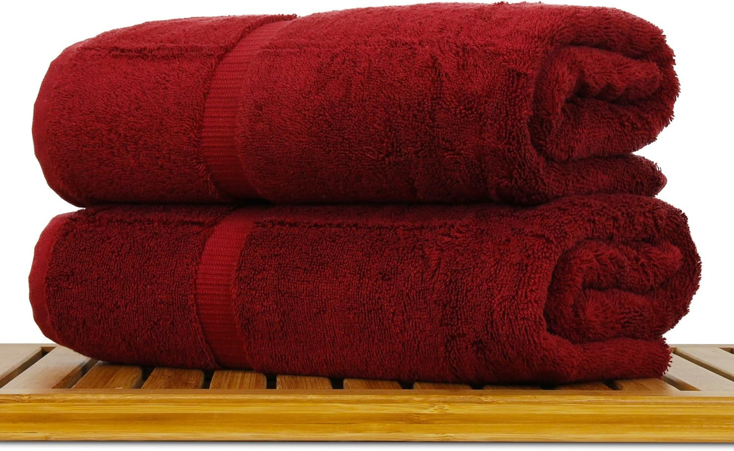 Luxury Hotel & Spa Ultra Soft Bath Towels 100% Turkish Cotton - Cranberry - Set of 2