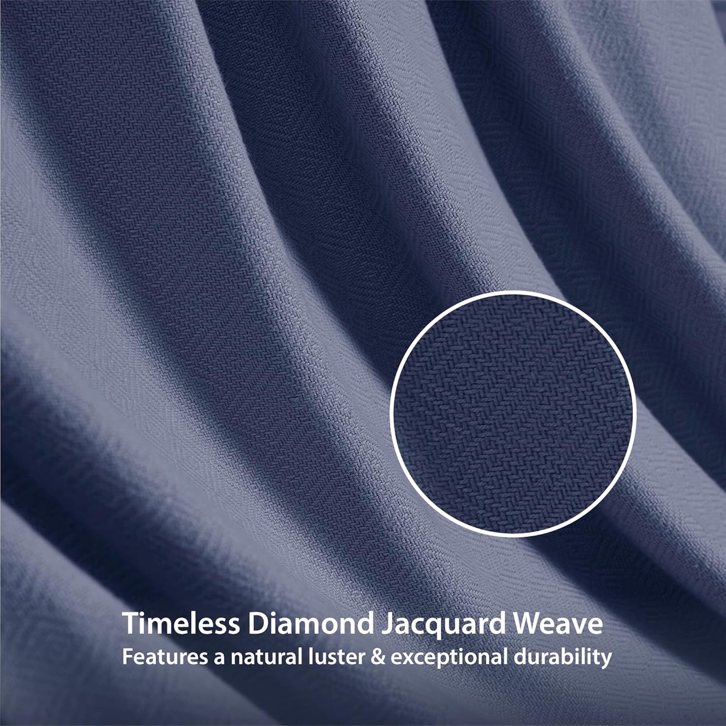 Twin Size Blanket, 70% Rayon (Derived from Bamboo) and 30% Cotton, Lightweight Jacquard Weave, Breathable and Soft Summer Blanket for Bed or Couch, 66” x 90”, Navy