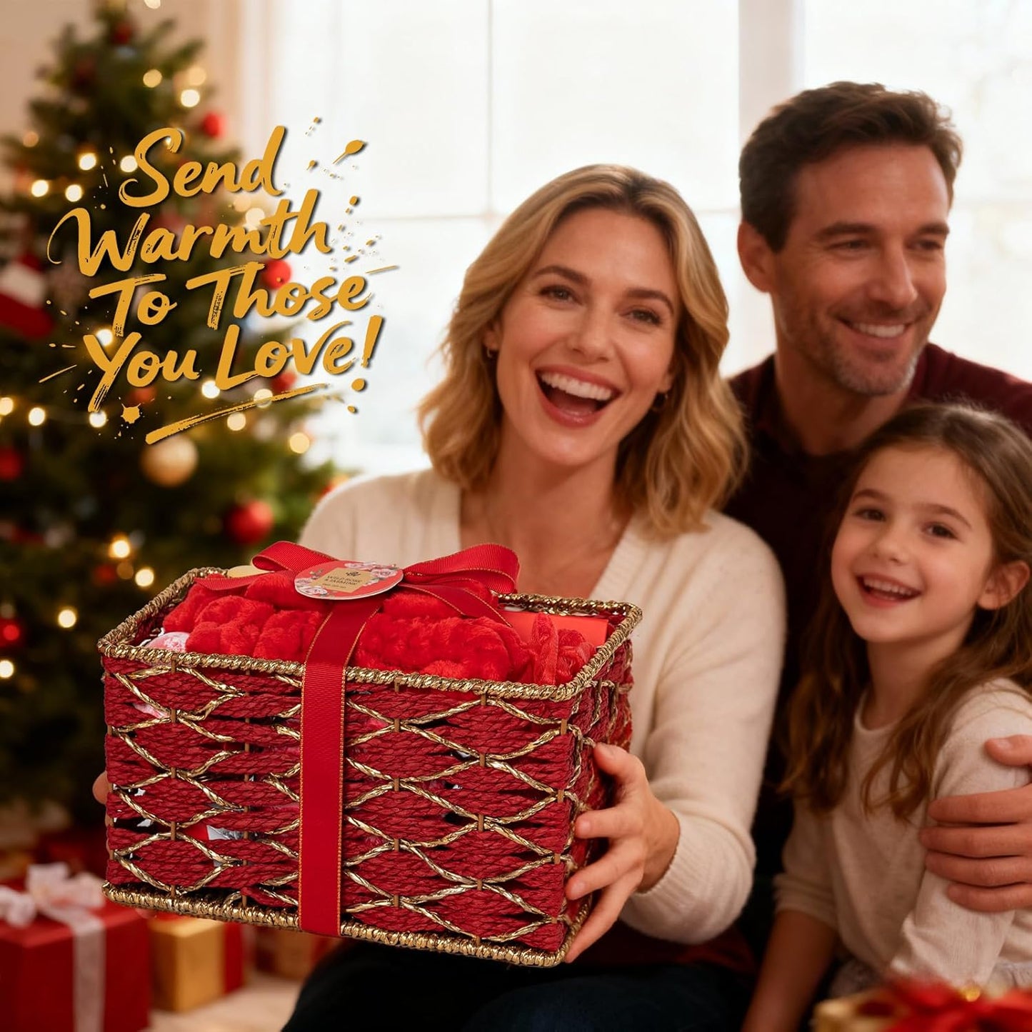 35 Pcs Christmas Gift for Women, Red Rose Bath and Body Basket Gift, Face Skin Care Kit, Home Spa Self Care, Lip Gloss, Diffuser, Necklace, Birthday, Valentines, Mother Day, Bridal Shower, Anniversary