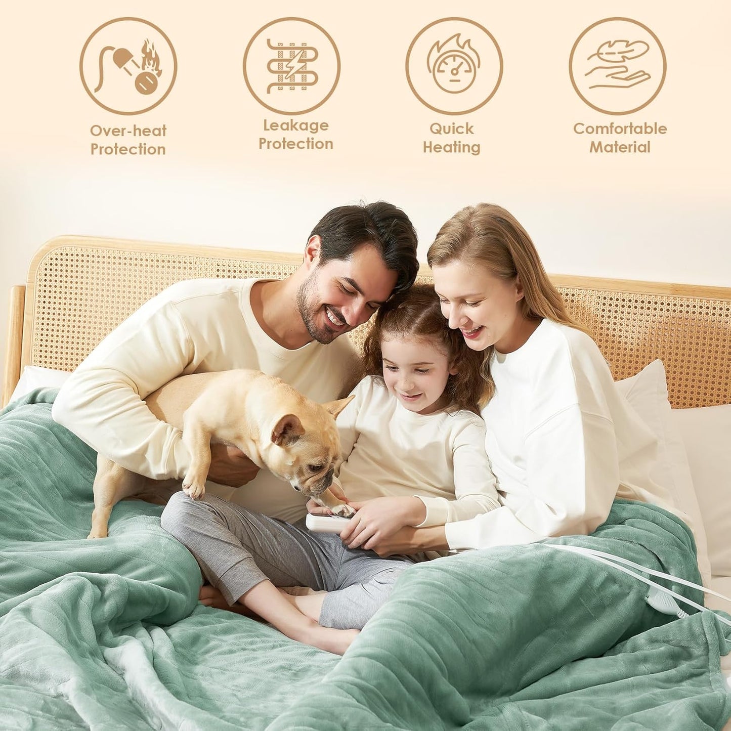 EHEYCIGA Heated Blanket - Full Size, 9 Heating Levels, 10 Hour Auto Off, Soft Cozy Sherpa Washable Blanket, 72 x 84 Inches