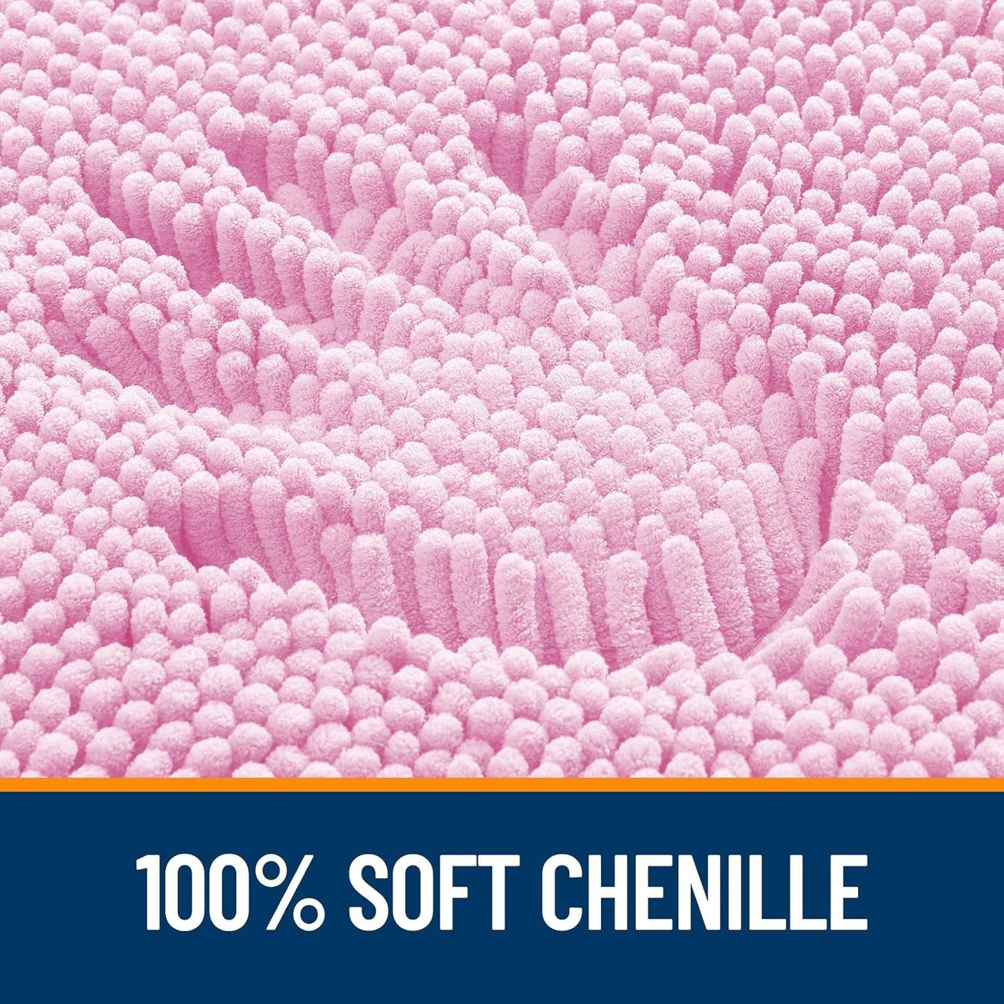 OLANLY Bathroom Rugs 59x24, Extra Soft Absorbent Chenille Bath Rugs, Rubber Backing Quick Dry, Machine Washable Bath Mats for Bathroom Floor, Tub and Shower, Home Decor Accessories, Pink