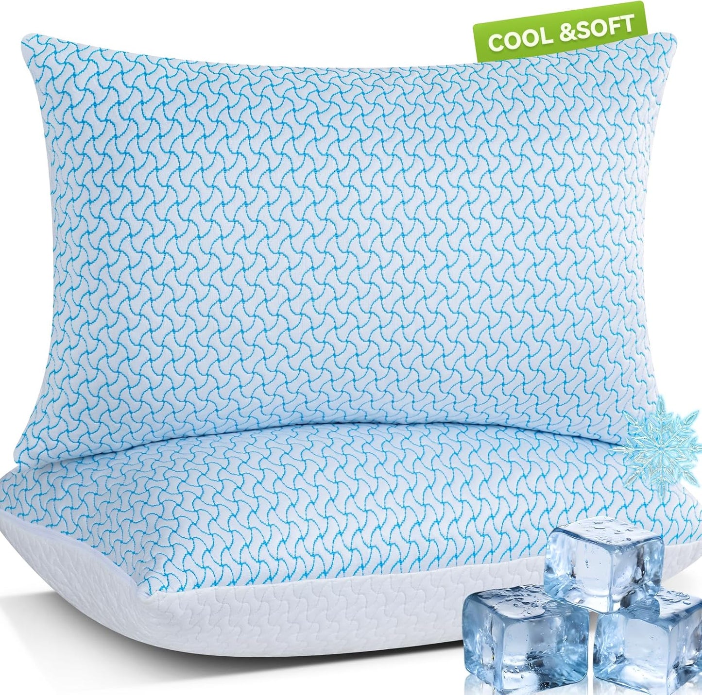 Shredded Memory Foam Pillows Queen Size Set of 2, Adjustable Memory Foam Pillows 2 Pack, Cooling Bed Pillow for Side Back and Stomach Sleepers for Neck and Shoulder Pain relief Cool Pillow