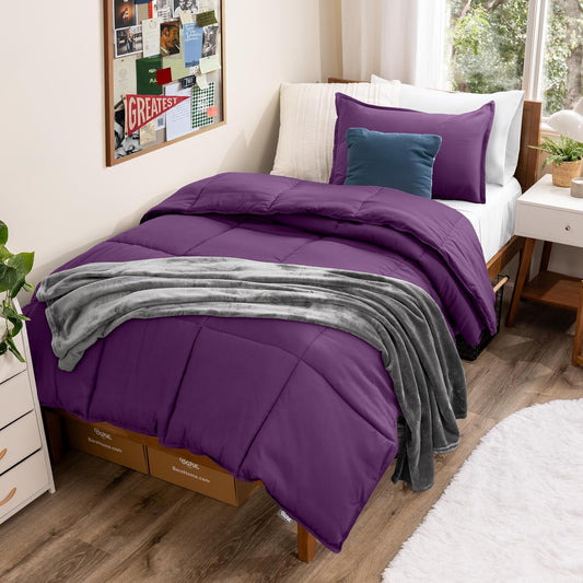 Bare Home Comforter Set - Twin/Twin Extra Long Size - Ultra-Soft - Goose Down Alternative - Premium 1800 Series - All Season Warmth (Twin/Twin XL, Plum)