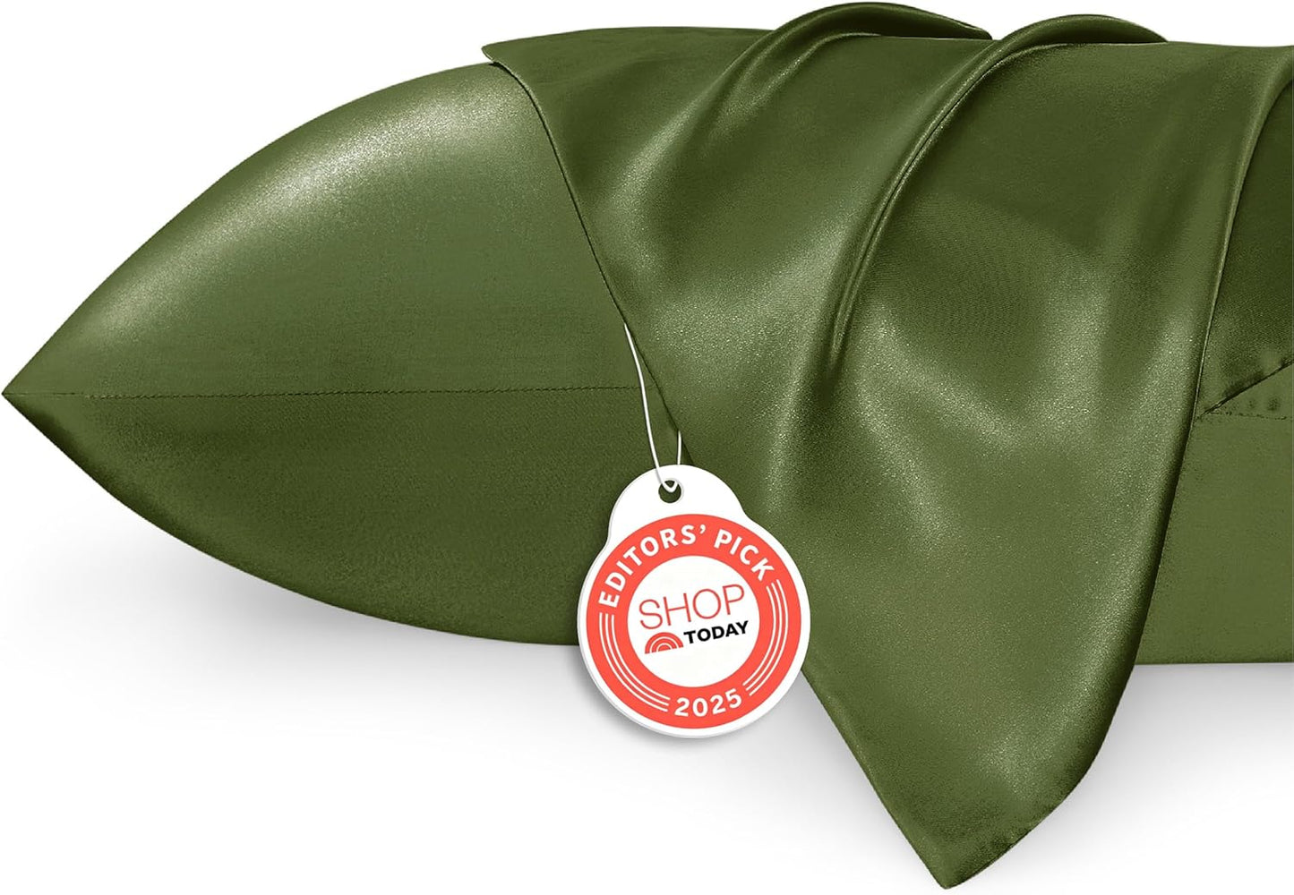 Bedsure Satin Pillowcase 2 Pack Similar to Silk Pillow Cases Standard Size, Pillow Case for Sleeping Women with Envelope Closure, Gifts for Women Men, Moss, 20x26 Inches, 2pcs