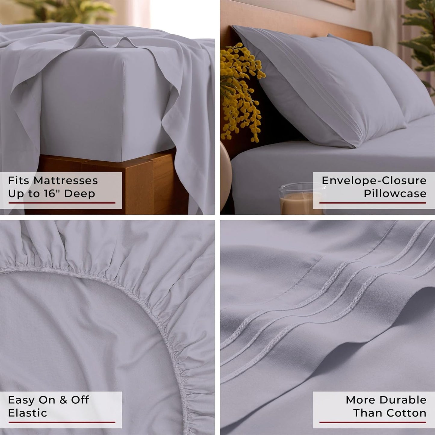 Mellanni Full Sheets Set - 4 PC Iconic Collection Bedding - Hotel Luxury, Extra Soft, Cooling Bed Sheets - Wrinkle, Fade, Stain Resistant (Full, Lavender)