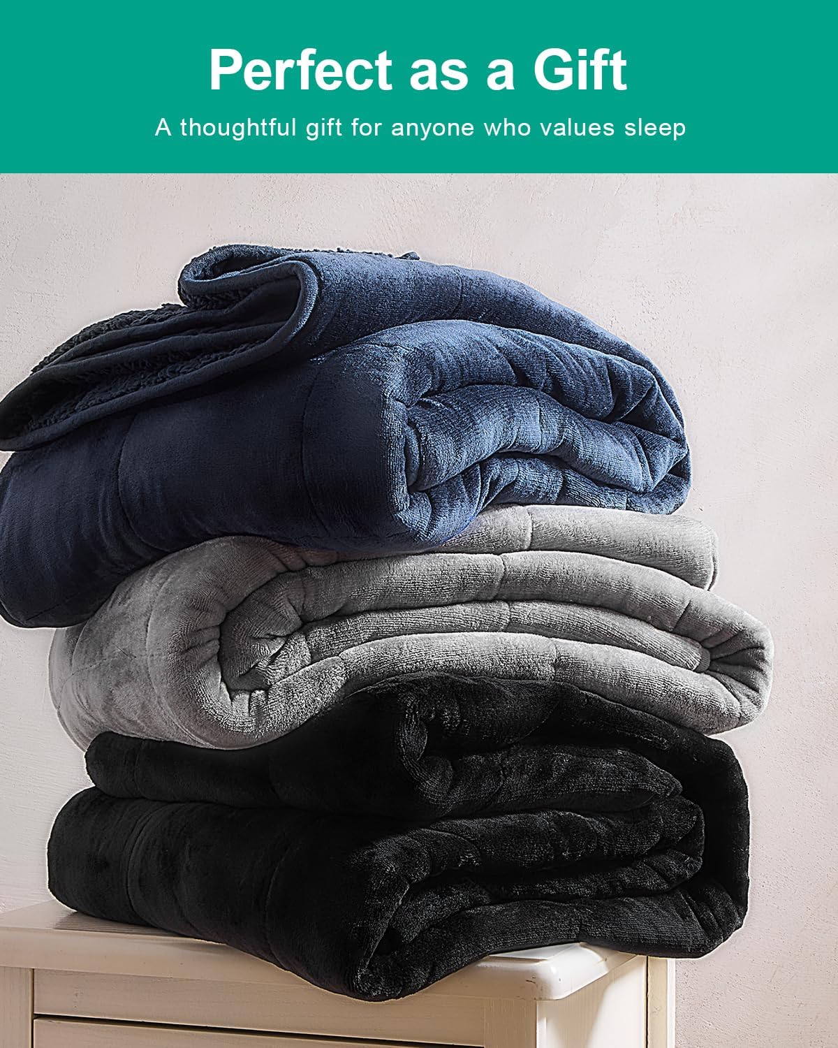 Super Fuzzy Soft Sherpa Fleece Weighted Blanket, 12 lbs Dual Sided Fluffy Heavy Weighted Blankets for Adults - No Bunching with Double Layers of Soft Inner Lining (48"x 72", 12 Pounds)