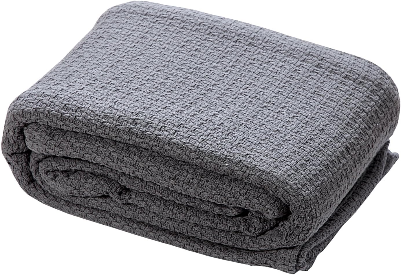 HILLFAIR 100% Combed Cotton Blanket– Twin Bed Blanket– Soft Cozy Warm Multipurpose Throws for Luxury Home Decor– 66 x 90 inch Twin XL Size Cotton Blankets for Beds- Bed Blankets for All Season- Grey