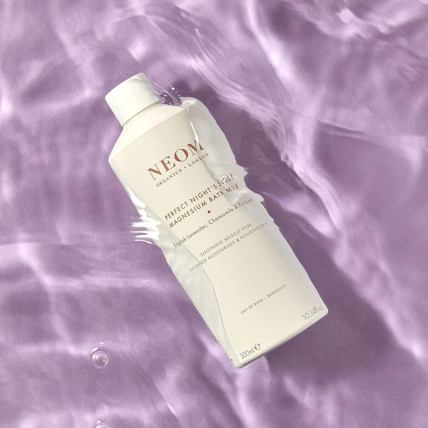 NEOM Perfect Night's Sleep Magnesium Bath Milk, 300ml I 100% Natural Lavender, Chamomile and Patchouli I Relieve Sore, Tired Muscles I Milky Texture I Relaxing and Nourishing