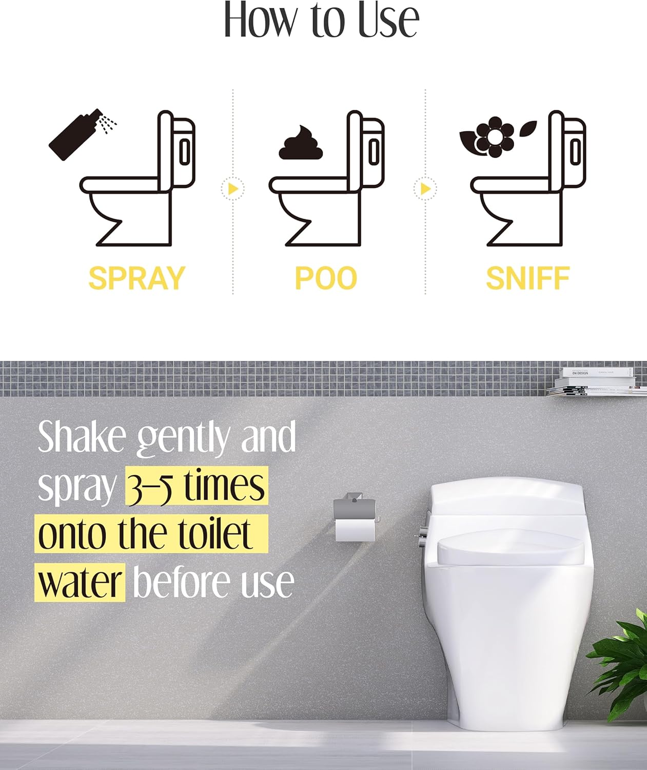 Pre-PooP Aromatic Bathroom Toilet Spray, Potty Deodorizer, Neutralize Bad Odors (1.69 fl.oz.) - Blooming Flowers Scent, Essential Oils
